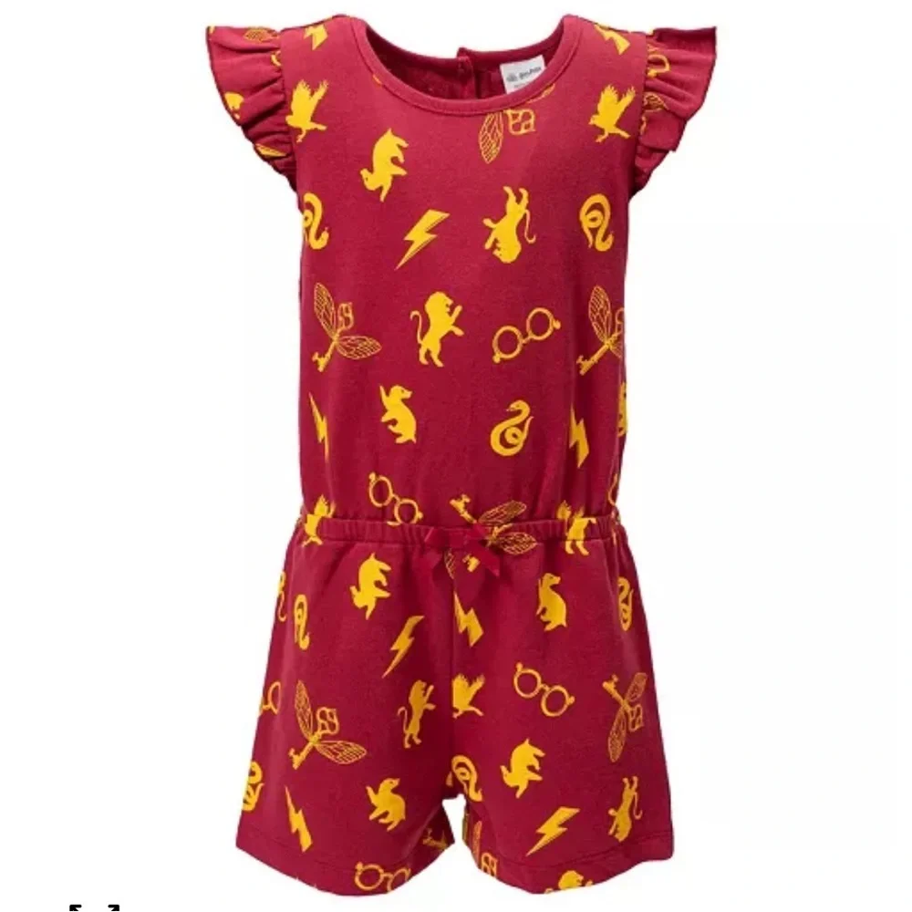 Harry Potter Wizarding World Ruffle Sleeve House Logo Romper